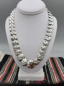 STERLING SILVER 2 SIDED PILLOW BEADED NECKLACE - 20"