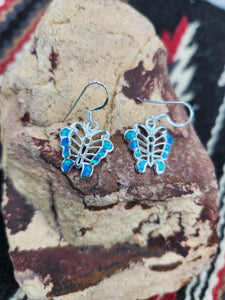 BLUE OPAL INLAY Butterfly Earrings