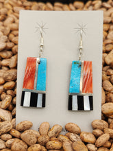 Load image into Gallery viewer, TURQUOISE-SPINY OYSTER- JET- MOTHER OF PEARL EARRINGS - LOUISE PETE
