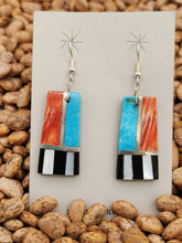 Load image into Gallery viewer, TURQUOISE-SPINY OYSTER- JET- MOTHER OF PEARL EARRINGS - LOUISE PETE
