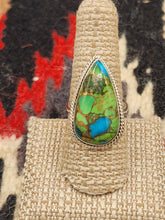 Load image into Gallery viewer, GREEN COPPER TURQUOISE RING -SIZE 9 -TEARDROP SHAPED