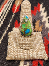 Load image into Gallery viewer, GREEN COPPER TURQUOISE RING -SIZE 9 -TEARDROP SHAPED