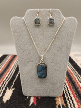 Load image into Gallery viewer, LABRADORITE NECKLACE & EARRINGS SET - RECTANGULAR
