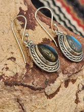 Load image into Gallery viewer, LABRADORITE TEARDROP EARRINGS