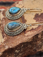 Load image into Gallery viewer, LABRADORITE TEARDROP EARRINGS