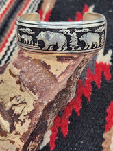 Load image into Gallery viewer, BEAR OVERLAY STERLING SILVER CUFF BRACELET - TOMMY & ROSITA SINGER
