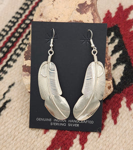 STERLING SILVER LARGE FEATHER EARRINGS  - CHESTER CHARLEY