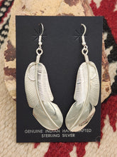 Load image into Gallery viewer, STERLING SILVER LARGE FEATHER EARRINGS  - CHESTER CHARLEY

