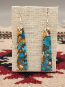 TURQUOISE & SPINY OYSTER SHELL PADDLE STYLE EARRINGS
