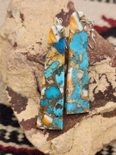 Load image into Gallery viewer, TURQUOISE &amp; SPINY OYSTER SHELL PADDLE STYLE EARRINGS
