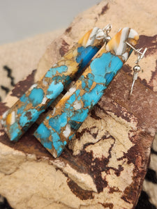 TURQUOISE & SPINY OYSTER SHELL PADDLE STYLE EARRINGS