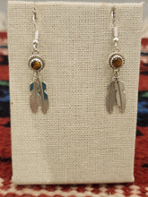 Load image into Gallery viewer, GOLDEN TIGER EYE 2 FEATHER EARRINGS  - SHARON MCCARTHY
