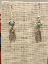 Load image into Gallery viewer, TURQUOISE 2 FEATHER EARRINGS  - SHARON MCCARTHY
