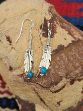 Load image into Gallery viewer, TURQUOISE FEATHER EARRINGS  - LOUISE JOE
