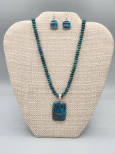 Load image into Gallery viewer, CHRYSOCOLLA NECKLACE & EARRINGS - RECTANGLE