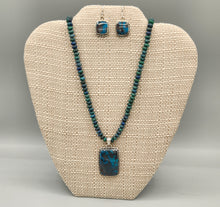 Load image into Gallery viewer, CHRYSOCOLLA NECKLACE & EARRINGS - RECTANGLE