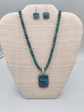 Load image into Gallery viewer, CHRYSOCOLLA NECKLACE & EARRINGS - RECTANGLE