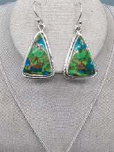 Load image into Gallery viewer, GREEN COPPER TURQUOISE PENDANT & EARRING SET