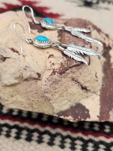 TURQUOISE EARRINGS WITH 2 FEATHERS - ANNIE SPENCER