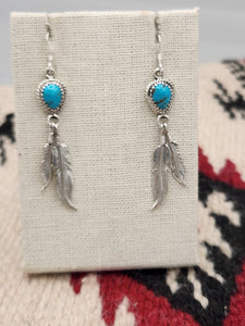 TURQUOISE EARRINGS WITH 2 FEATHERS - ANNIE SPENCER