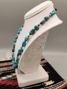TURQUOISE BEADED NECKLACE  - 20"