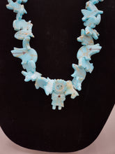 Load image into Gallery viewer, VINTAGE STACKED TURQUOISE SUNFACE KACHINA FETISH NECKLACE - ZUNI