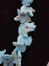 Load image into Gallery viewer, VINTAGE STACKED TURQUOISE SUNFACE KACHINA FETISH NECKLACE - ZUNI