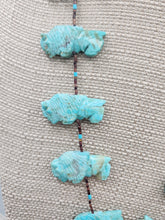 Load image into Gallery viewer, VINTAGE TURQUOISE BUFFALO FETISH NECKLACE - ZUNI