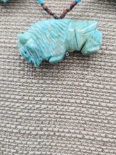 Load image into Gallery viewer, VINTAGE TURQUOISE BUFFALO FETISH NECKLACE  - ZUNI
