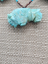 Load image into Gallery viewer, VINTAGE TURQUOISE BUFFALO FETISH NECKLACE - ZUNI