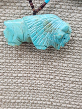 Load image into Gallery viewer, VINTAGE TURQUOISE BUFFALO FETISH NECKLACE  - ZUNI
