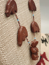 Load image into Gallery viewer, PIPESTONE BEAR FETISH NECKLACE - ZUNI