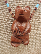 Load image into Gallery viewer, PIPESTONE BEAR FETISH NECKLACE - ZUNI
