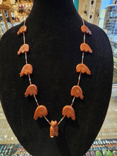 Load image into Gallery viewer, PIPESTONE BEAR FETISH NECKLACE - ZUNI