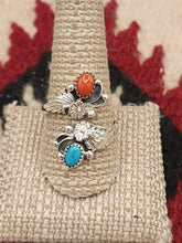 Load image into Gallery viewer, TURQUOISE &amp; CORAL ADJUSTABLE WRAP RING - ETTA BELIN
