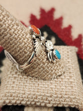 Load image into Gallery viewer, TURQUOISE &amp; CORAL ADJUSTABLE WRAP RING - ETTA BELIN
