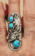 Load image into Gallery viewer, EX LARGE 3 STONE TURQUOISE RING - SIZE 7 - ANNIE CHAPO
