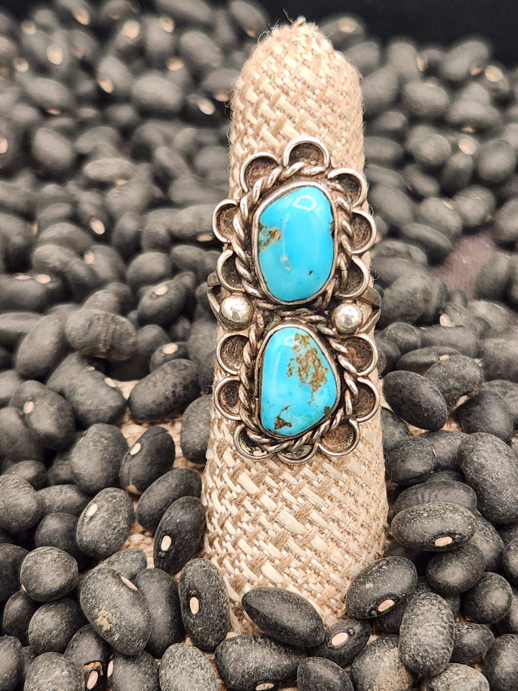 2 STONE TURQUOISE RING - SIZE 6 - NAVAJO