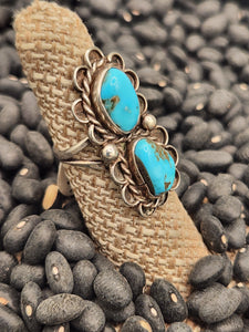 2 STONE TURQUOISE RING - SIZE 6 - NAVAJO