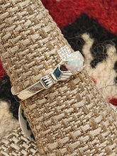 Load image into Gallery viewer, BLUE OR WHITE OPAL CLADDAH RING - HEART SHAPED - 7 sizes available