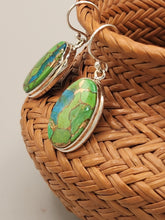 Load image into Gallery viewer, GREEN COPPER TURQUOISE EARRINGS - OVAL