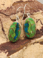 Load image into Gallery viewer, GREEN COPPER TURQUOISE EARRINGS - OVAL