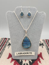 Load image into Gallery viewer, LABRADORITE NECKLACE & EARRINGS SET - TEARDROP