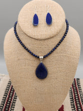 Load image into Gallery viewer, LAPIS PENDANT & EARRINGS SET - TEARDROP