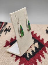 Load image into Gallery viewer, GREEN COPPER TURQUOISE OVAL EARRINGS
