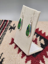 Load image into Gallery viewer, GREEN COPPER TURQUOISE OVAL EARRINGS