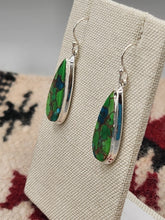 Load image into Gallery viewer, GREEN COPPER TURQUOISE OVAL EARRINGS