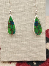 Load image into Gallery viewer, GREEN COPPER TURQUOISE OVAL EARRINGS
