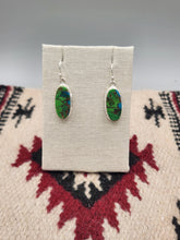 Load image into Gallery viewer, GREEN COPPER TURQUOISE OVAL EARRINGS