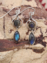 Load image into Gallery viewer, LABRADORITE 2 STONE EARRINGS